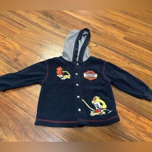 Disney Mickey & Co Vintage Baby Mickey Mouse Fire Department navy fleece hoodie